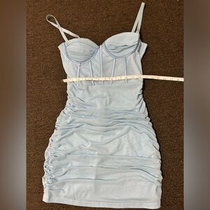 baby light Blue Ruched corset detailed Dress